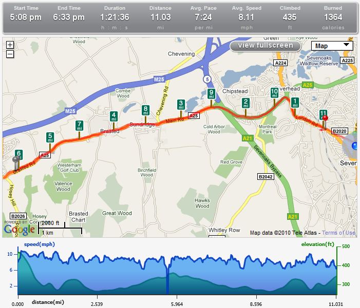 RunKeeper çalışma kaydı örneği