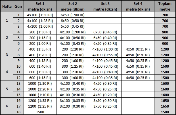 Sıfırdan 1500 metreye programı Sıfırdan 1500 metreye programı