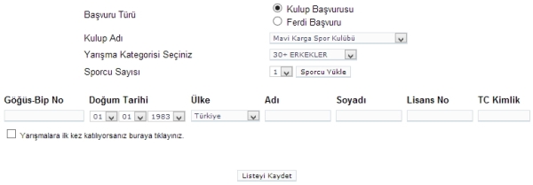 Kayıt formu